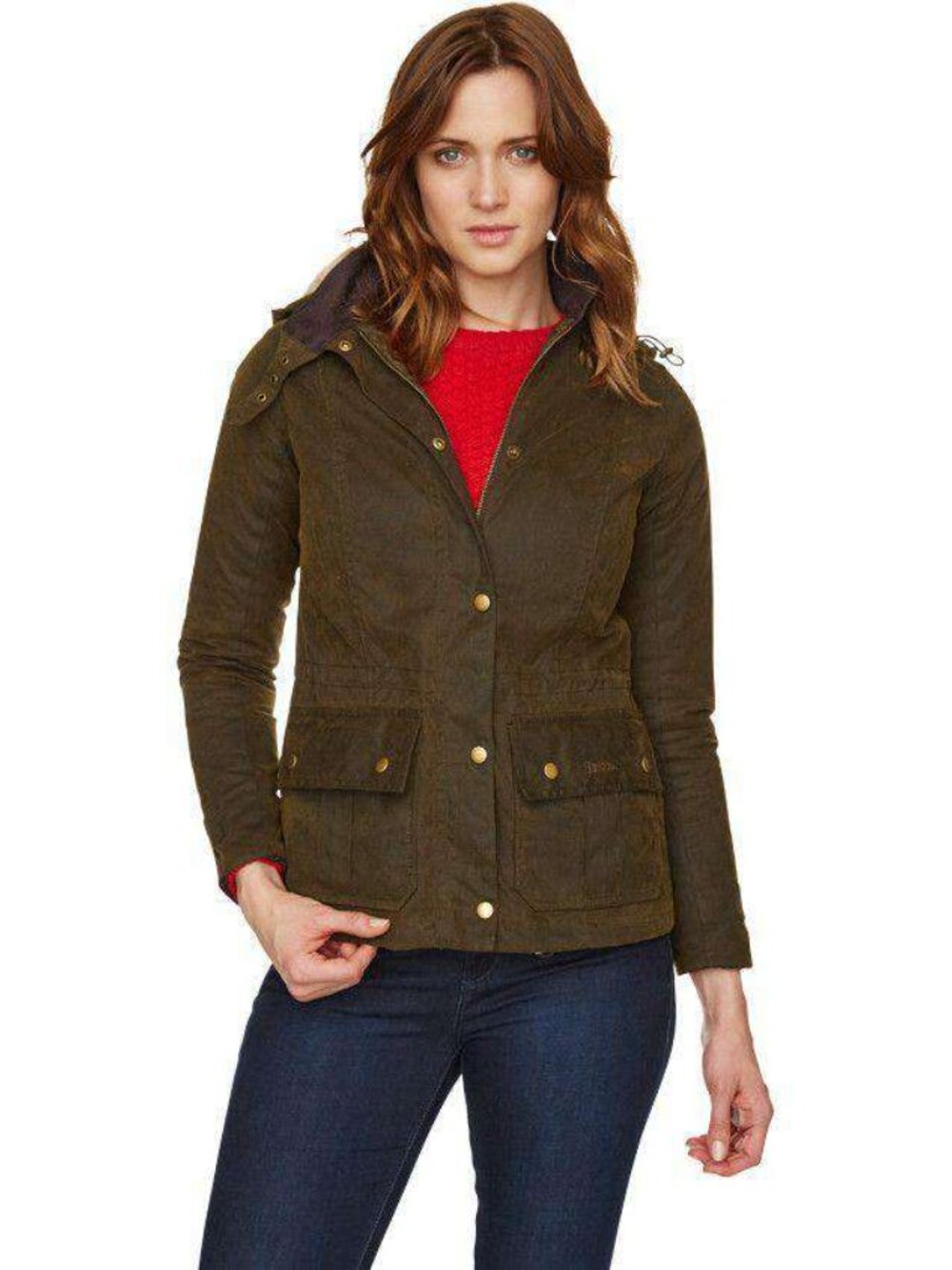 Barbour Waxed Cotton Insulated Convoy Jacket Olive Green Size US 4